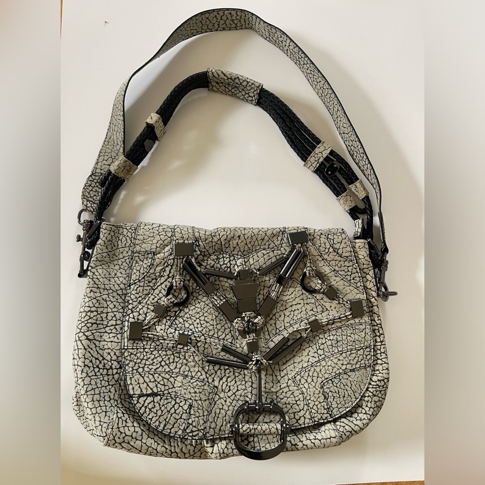 Stylish Black and White Crackle design Shoulder& Crossbody Bag